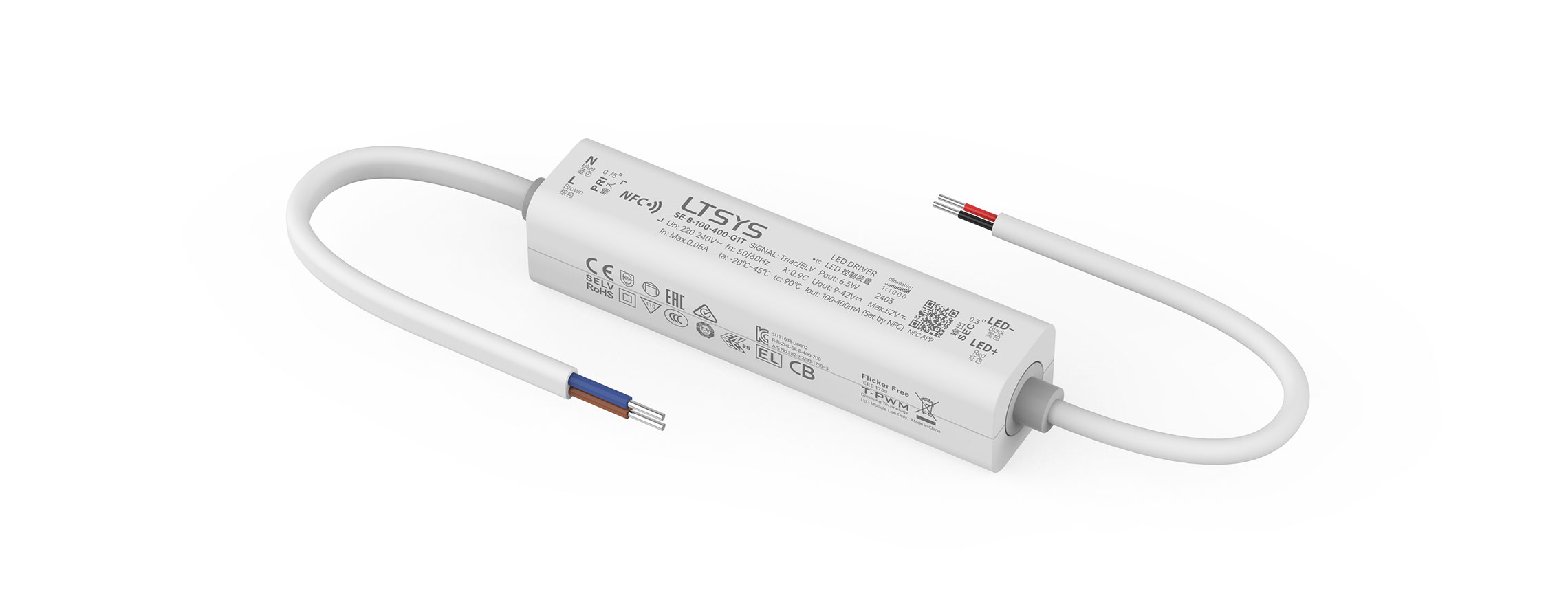 6W 100-400mA NFC CC Triac Ultra-Small LED Driver SE-8-100-400-G1T
