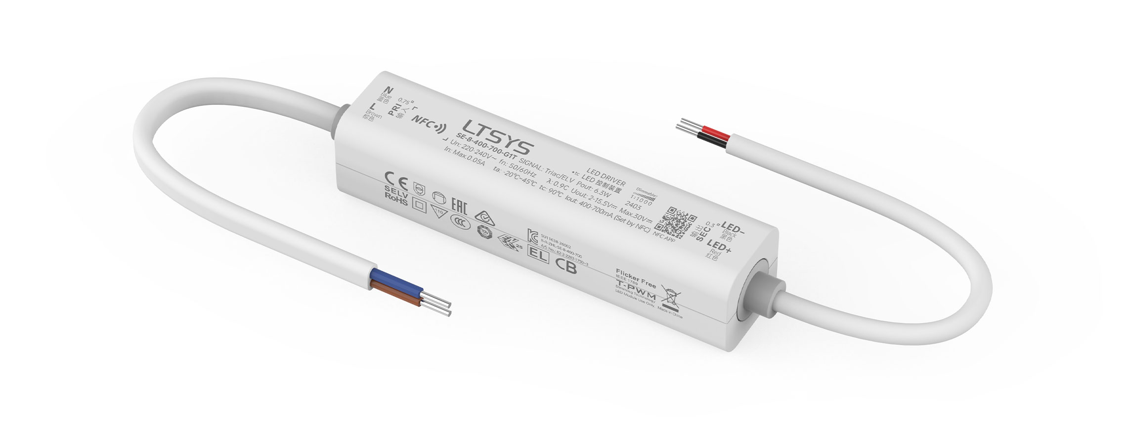 6W 400-700mA NFC CC Triac Ultra-Small LED Driver SE-8-400-700-G1T