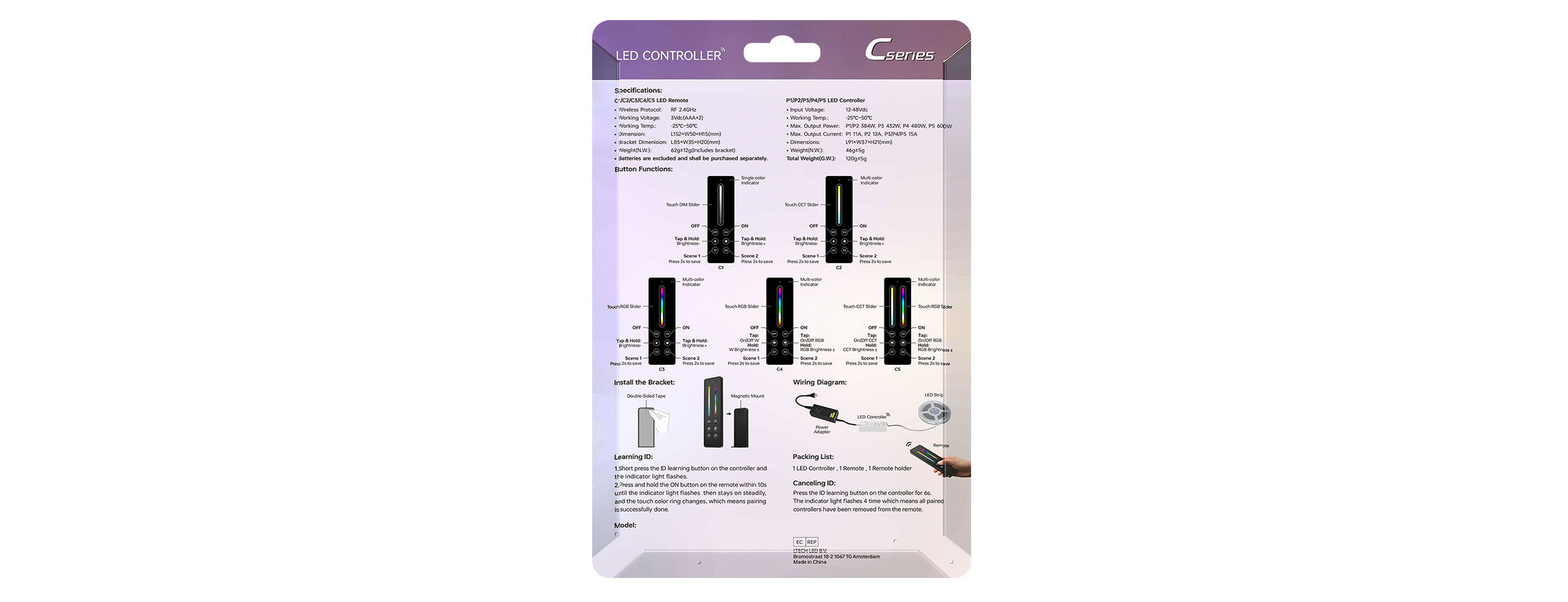 C Series RGB LED Color Controller Kit C3+P3(Single-zone)