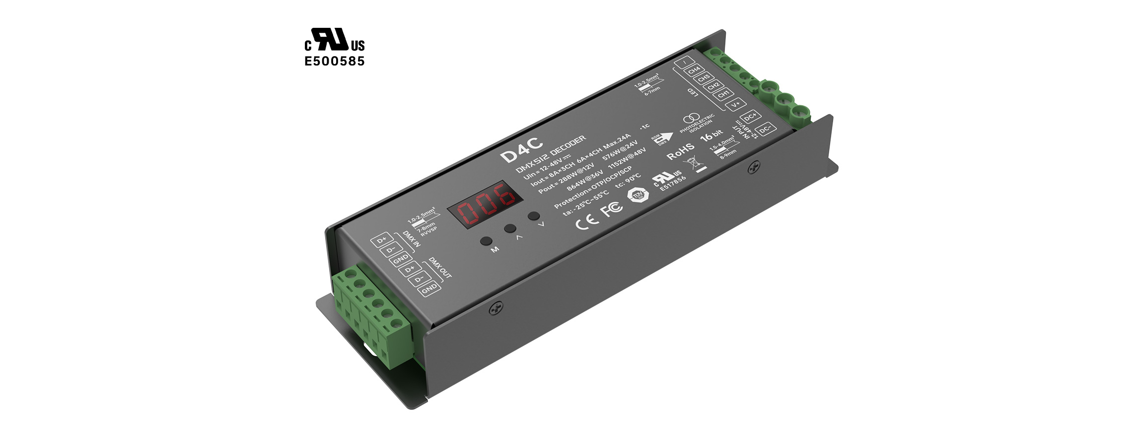 4CH CV DMX/RDM Decoder Max D4C