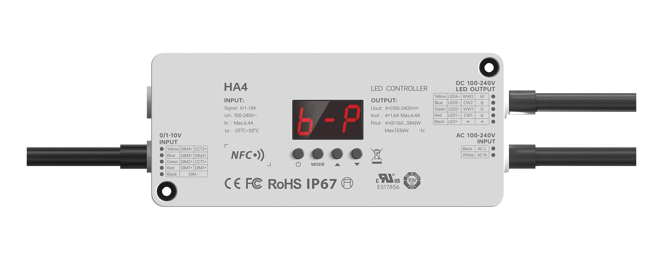 4路 0/1-10V NFC近场编程 高压防水LED恒压控制器 HA4