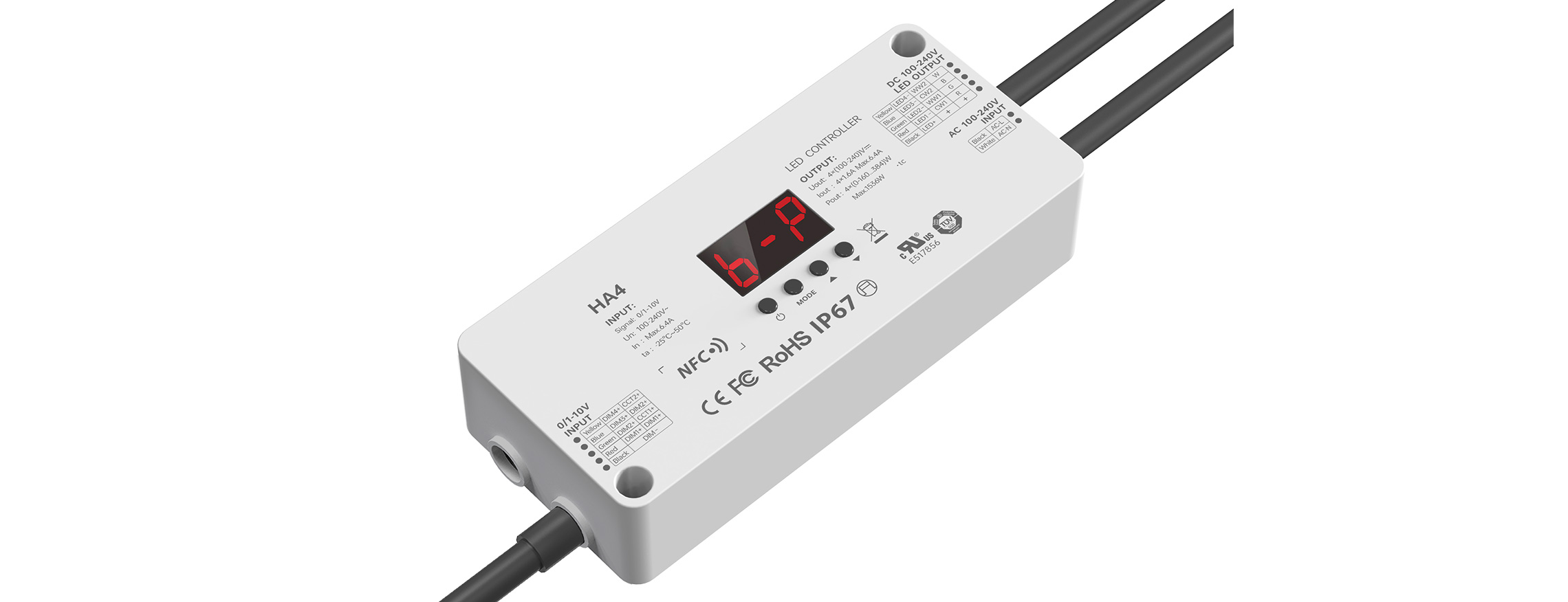 4路 0/1-10V NFC近场编程 高压防水LED恒压控制器 HA4