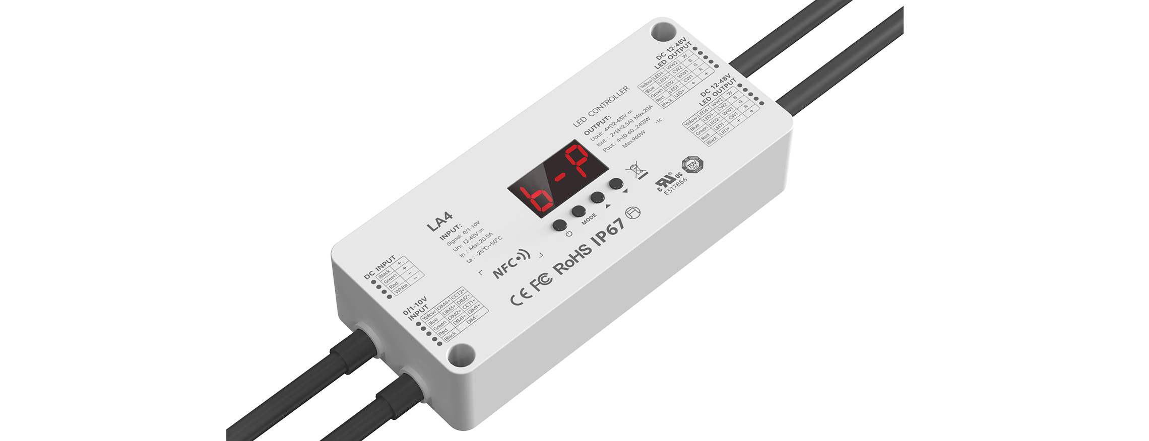 4路 0/1-10V NFC近场编程 低压防水LED恒压控制器 LA4