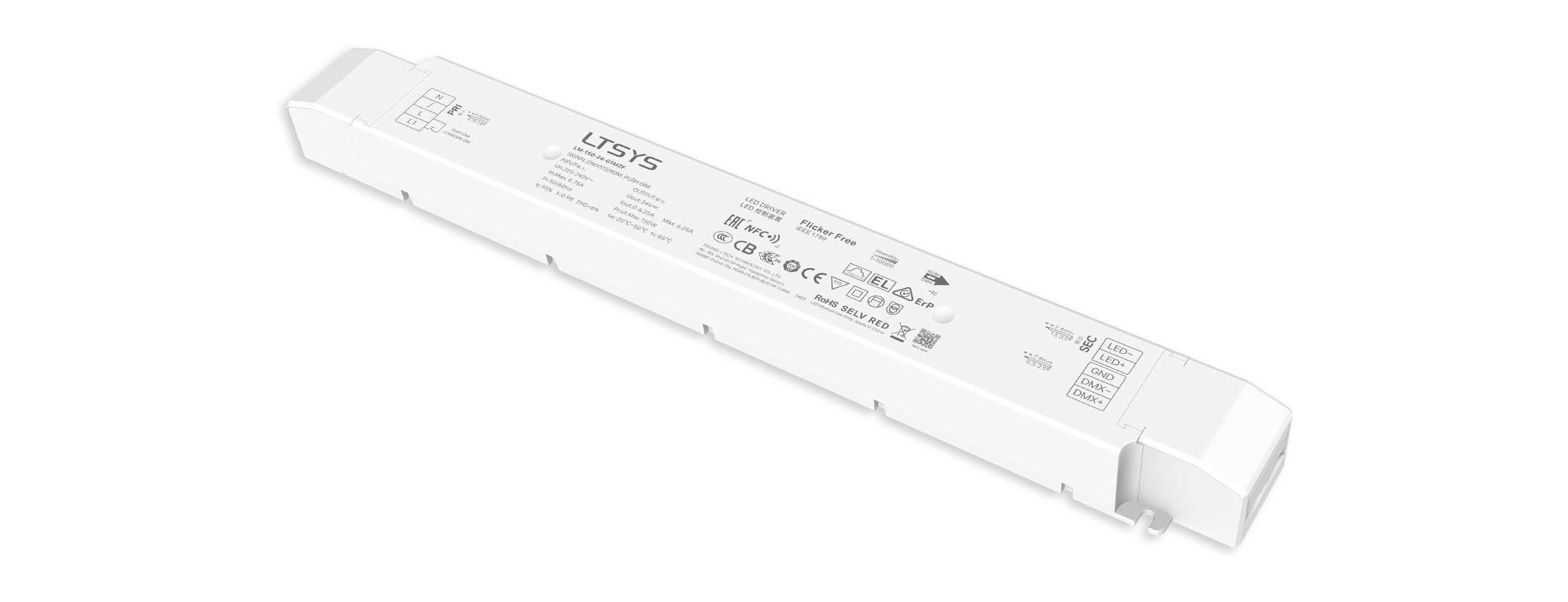 150W 24VDC NFC CV DMX Driver LM-150-24-G1M2F