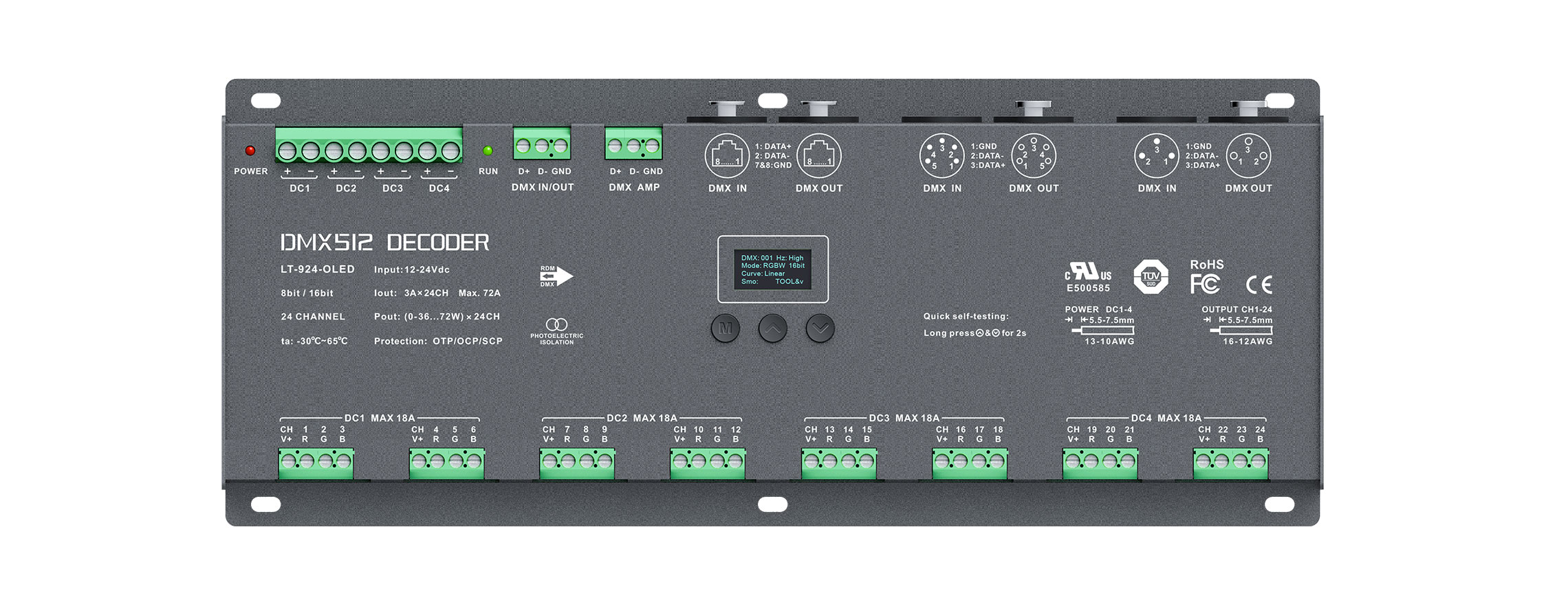 24CH CV DMX Decoder LT-924-OLED